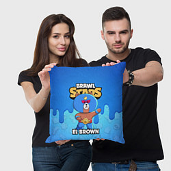 Подушка квадратная BRAWL STARS EL BROWN, цвет: 3D-принт — фото 2