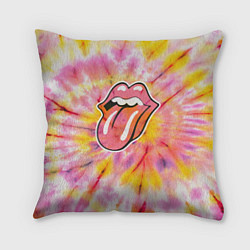 Подушка квадратная Rolling Stones tie-dye, цвет: 3D-принт