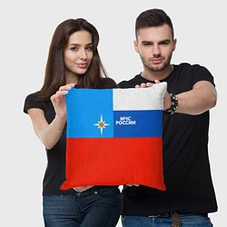 Подушка квадратная Флаг МЧС России, цвет: 3D-принт — фото 2