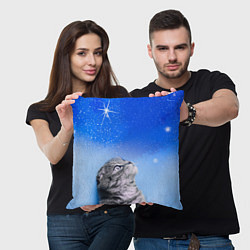 Подушка квадратная Кот и космос, цвет: 3D-принт — фото 2