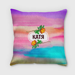 Подушка квадратная Катя, цвет: 3D-принт
