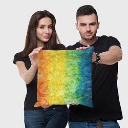 Подушка квадратная Разноцветный акварель градиент, цвет: 3D-принт — фото 2