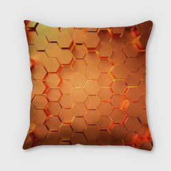 Подушка квадратная Золотые 3D плиты, цвет: 3D-принт