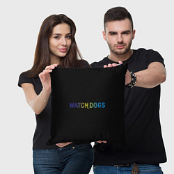 Подушка квадратная Watch Dogs Text, цвет: 3D-принт — фото 2