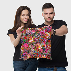 Подушка квадратная Разные цветы, цвет: 3D-принт — фото 2