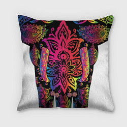 Подушка квадратная  Слон с орнаментом, цвет: 3D-принт