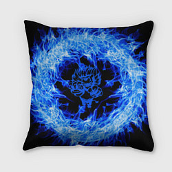 Подушка квадратная Лев в синем пламени, цвет: 3D-принт
