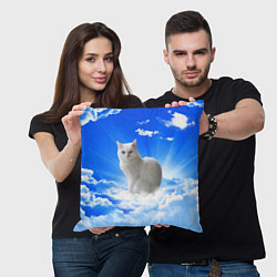 Подушка квадратная Кот в облаках, цвет: 3D-принт — фото 2