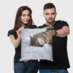 Подушка квадратная Спящий Волк, цвет: 3D-принт — фото 2