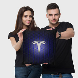 Подушка квадратная Космические технологии TESLA, цвет: 3D-принт — фото 2