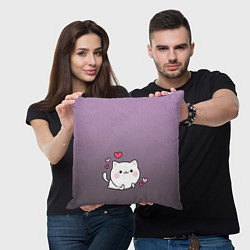 Подушка квадратная Влюбленный котенок, цвет: 3D-принт — фото 2