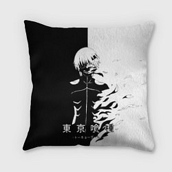 Подушка квадратная Токийский гуль черно белый Кен, цвет: 3D-принт