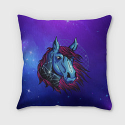 Подушка квадратная Retrowave Neon Horse, цвет: 3D-принт