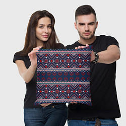 Подушка квадратная Русские народные узоры, цвет: 3D-принт — фото 2