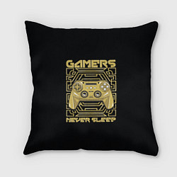 Подушка квадратная GAMERS NEVER SLEEP, цвет: 3D-принт