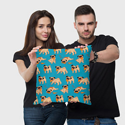 Подушка квадратная Мопсы с пиццей, цвет: 3D-принт — фото 2
