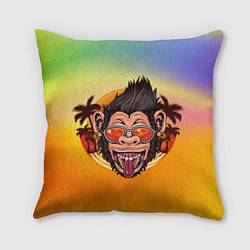 Подушка квадратная Веселая обезьяна в очках, цвет: 3D-принт