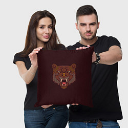 Подушка квадратная Морда медведя, цвет: 3D-принт — фото 2