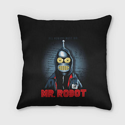 Подушка квадратная Bender x mr robot, цвет: 3D-принт