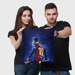 Подушка квадратная Leo Messi Лео Месси 10, цвет: 3D-принт — фото 2