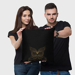 Подушка квадратная Золотая сова, цвет: 3D-принт — фото 2