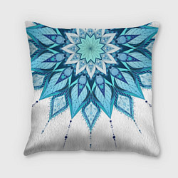 Подушка квадратная Мандала Неоновый голубой, цвет: 3D-принт