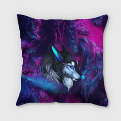 Подушка квадратная Синий волк, цвет: 3D-принт