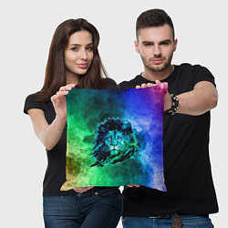 Подушка квадратная Космический лев, цвет: 3D-принт — фото 2