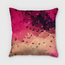 Подушка квадратная Бежево-малиновый абстрактный, цвет: 3D-принт
