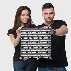 Подушка квадратная Черно-белый полосатый узор, цвет: 3D-принт — фото 2