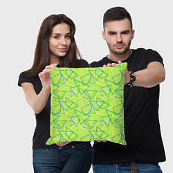 Подушка квадратная Абстрактный неоновый зеленый, цвет: 3D-принт — фото 2