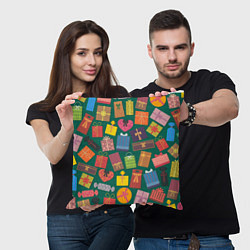 Подушка квадратная Подарки, цвет: 3D-принт — фото 2