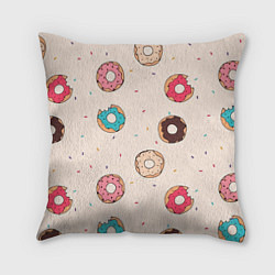 Подушка квадратная Кусанные пончики, цвет: 3D-принт