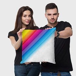 Подушка квадратная РАДУЖНЫЕ ПОЛОСЫ RAINBOW Z, цвет: 3D-принт — фото 2