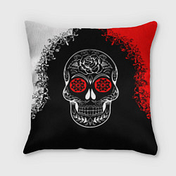 Подушка квадратная Red White Skull - Череп, цвет: 3D-принт