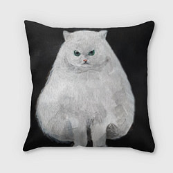 Подушка квадратная Злой белый кот арт, цвет: 3D-принт