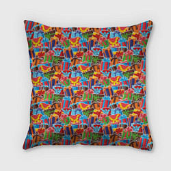 Подушка квадратная Подарки на Праздник, цвет: 3D-принт