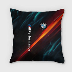 Подушка квадратная BMW M PERFORMANCE NEON БМВ М НЕОН, цвет: 3D-принт