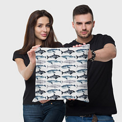 Подушка квадратная Принт с китами, цвет: 3D-принт — фото 2