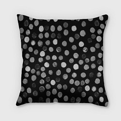 Подушка квадратная Кружочки на черном фоне, цвет: 3D-принт