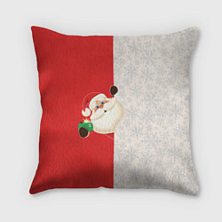 Подушка квадратная Дед Мороз селфи, цвет: 3D-принт