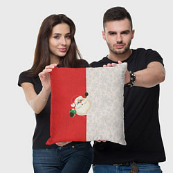 Подушка квадратная Дед Мороз селфи, цвет: 3D-принт — фото 2