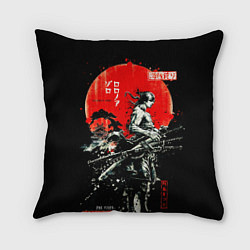 Подушка квадратная Ван пис зоро самурай на черном фоне, цвет: 3D-принт