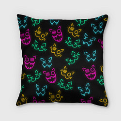 Подушка квадратная НЕОНОВЫЕ КОТИКИ NEON FACES CATS, цвет: 3D-принт