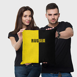 Подушка квадратная Россия черно желтое RUSSIA - BORUSSIA, цвет: 3D-принт — фото 2