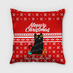 Подушка квадратная MEOW CHRISTMAS, цвет: 3D-принт