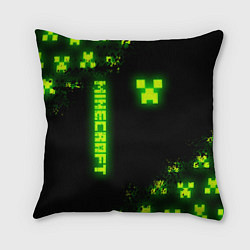 Подушка квадратная MINECRAFT NEON LOGO CREEPER, цвет: 3D-принт