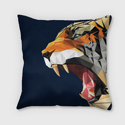 Подушка квадратная Пасть тигра в мозаике, цвет: 3D-принт