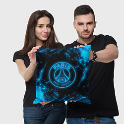 Подушка квадратная PSG NEON STYLE SPORT ПСГ НЕОН, цвет: 3D-принт — фото 2