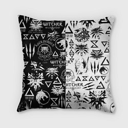 Подушка квадратная THE WITCHER LOGOOMBING ВЕДЬМАК ПАТТЕРН, цвет: 3D-принт
